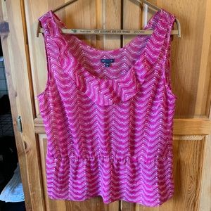 Gap Sheer Pink White Sleeveless Blouse Tank Top